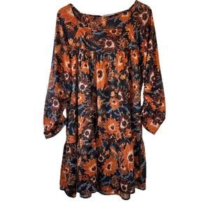 HAPPY x NATURE by Kate Hudson Mini Dress Floral Print in Black & Brown Sz. Large